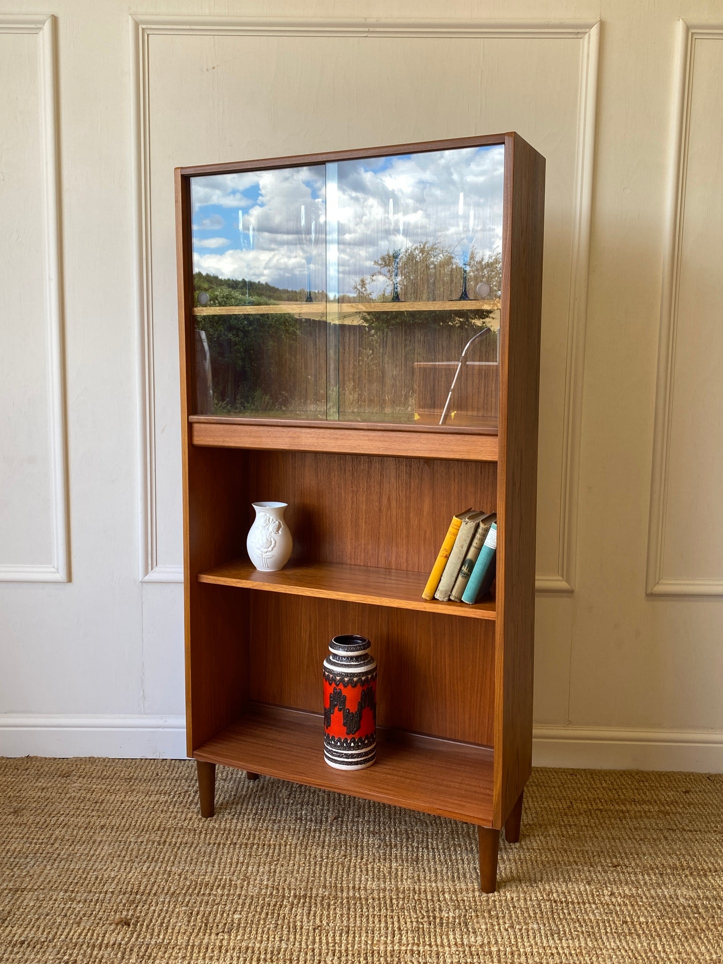 GPlan Bookcase With Glass Sliding Doors