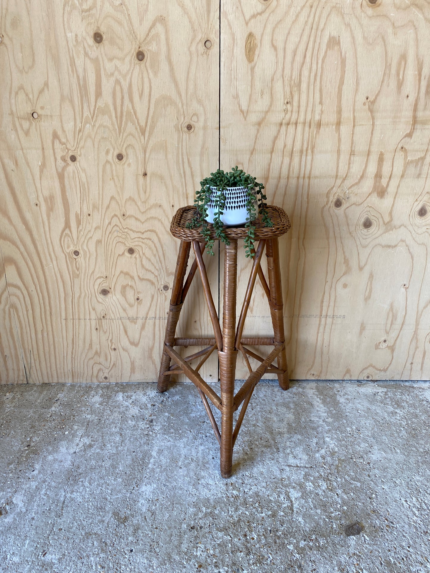 Vintage Cane Stool / Plant Stand