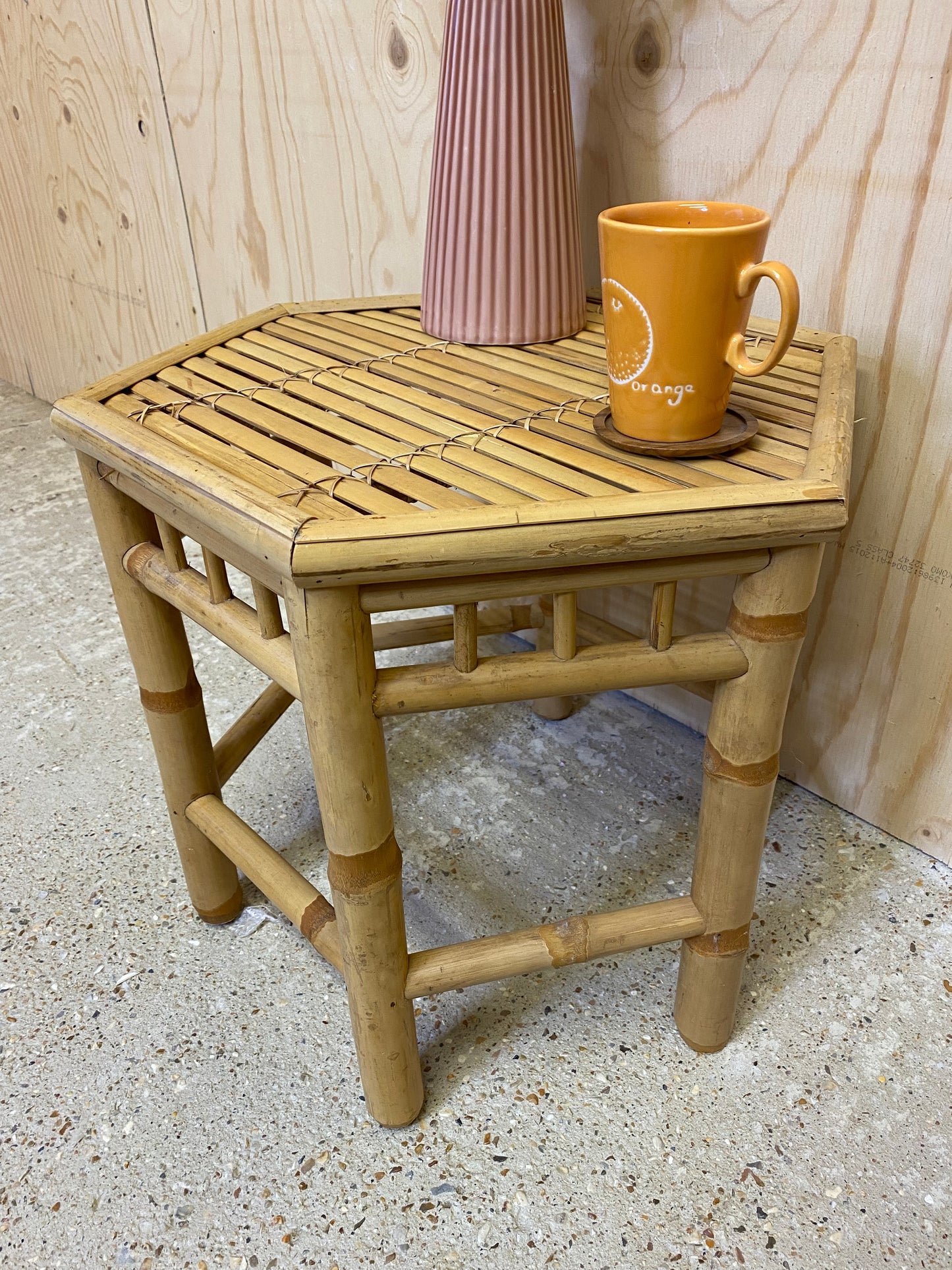 Mid Century Retro Bamboo Side Table