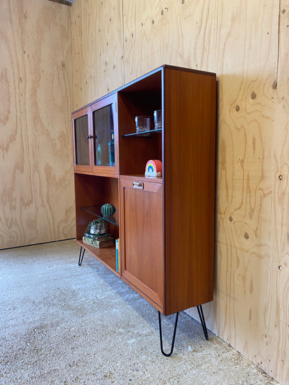 Retro Vintage Mid Century Sideboard Drinks Cabinet by British makers GPlan on Black Hairpin Legs