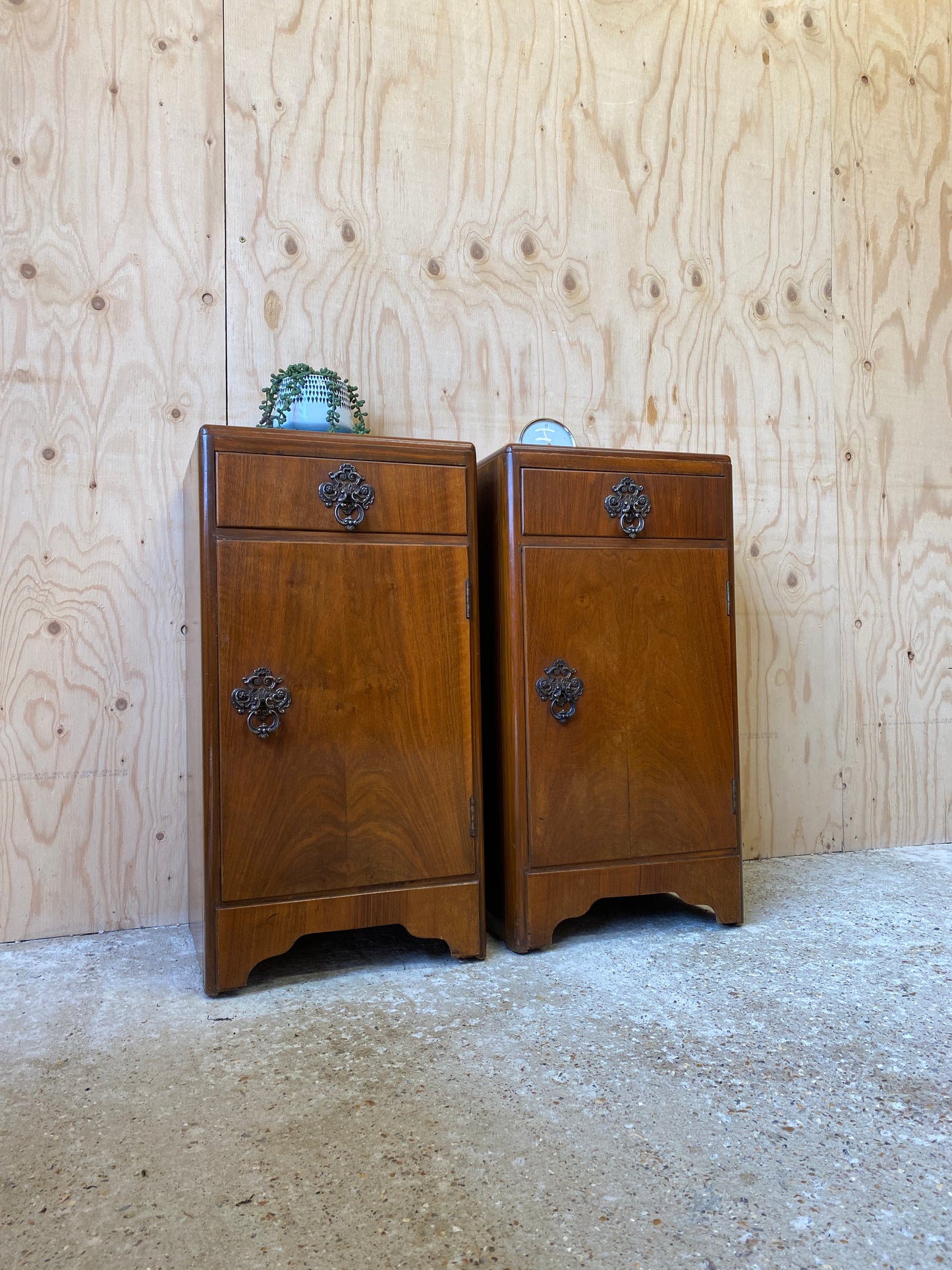 Vintage 1960's Art Deco Bedside Tables by B&A Furniture