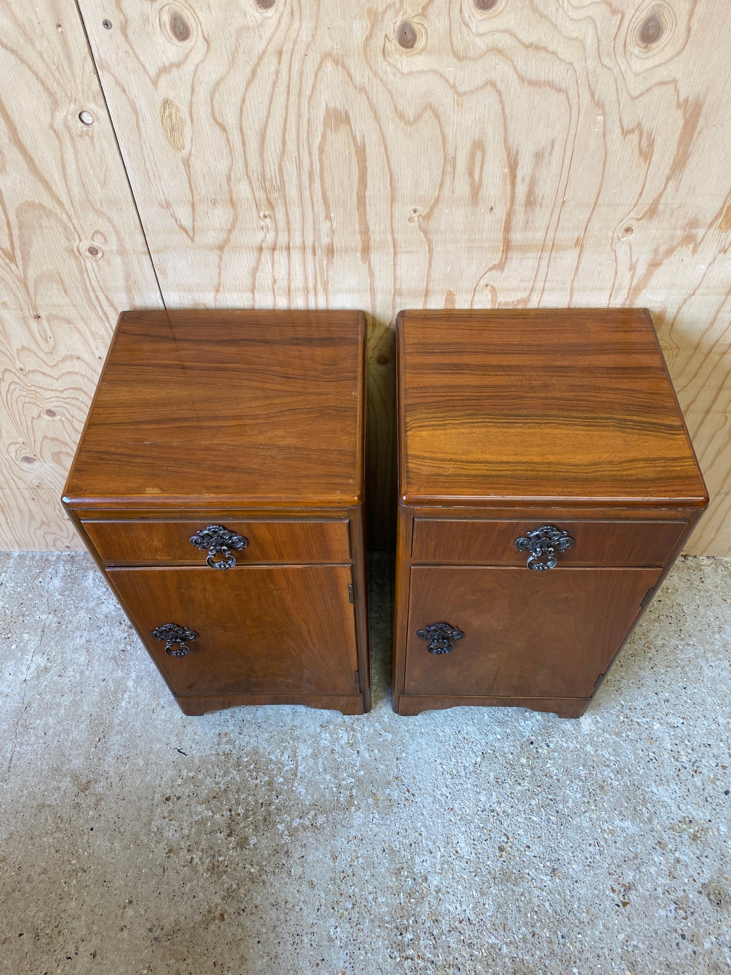 Vintage 1960's Art Deco Bedside Tables by B&A Furniture