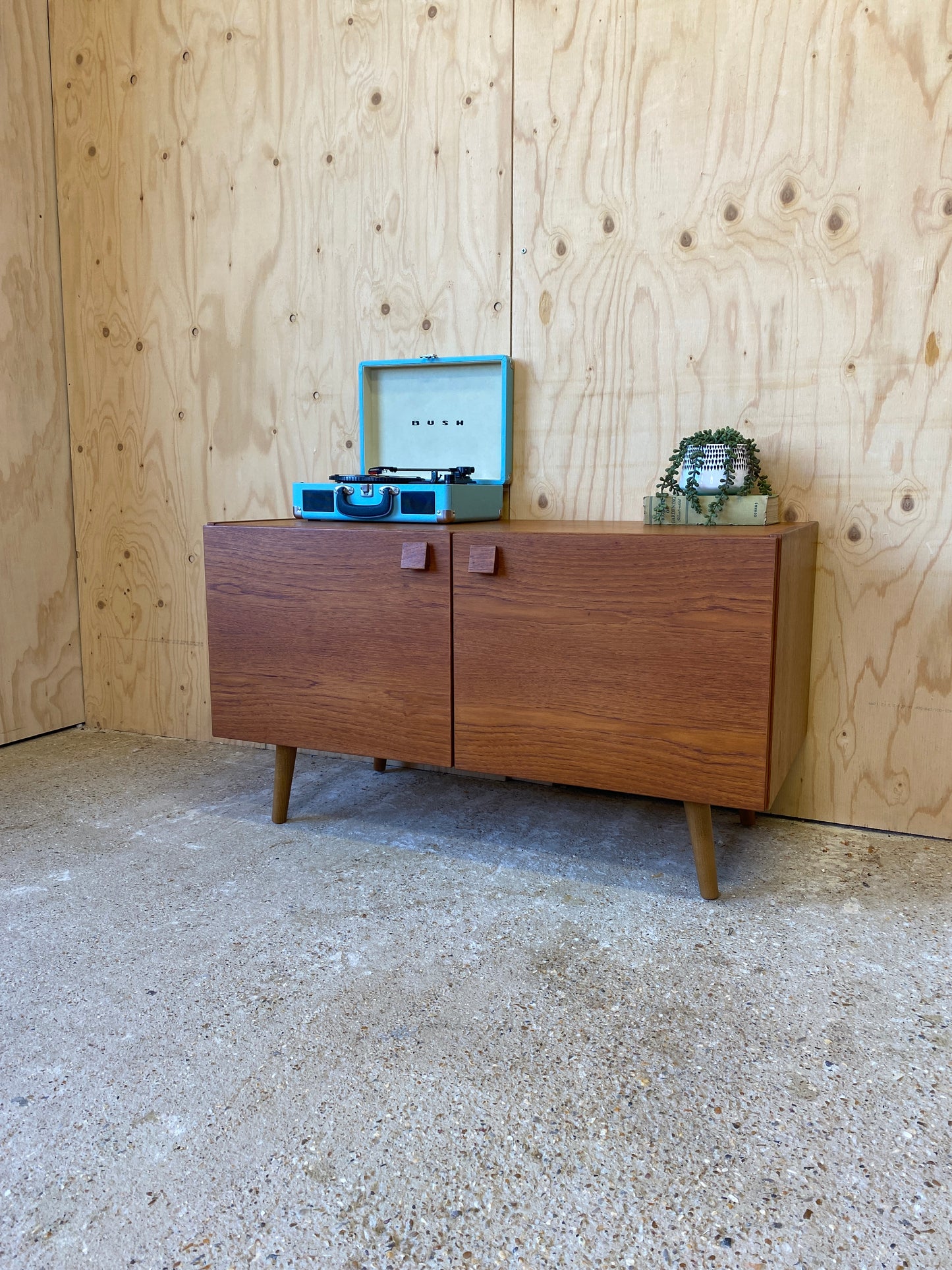 Vintage Retro Mid Century Sideboard by Danish makers Domino Mobler on Wooden Tapered Legs