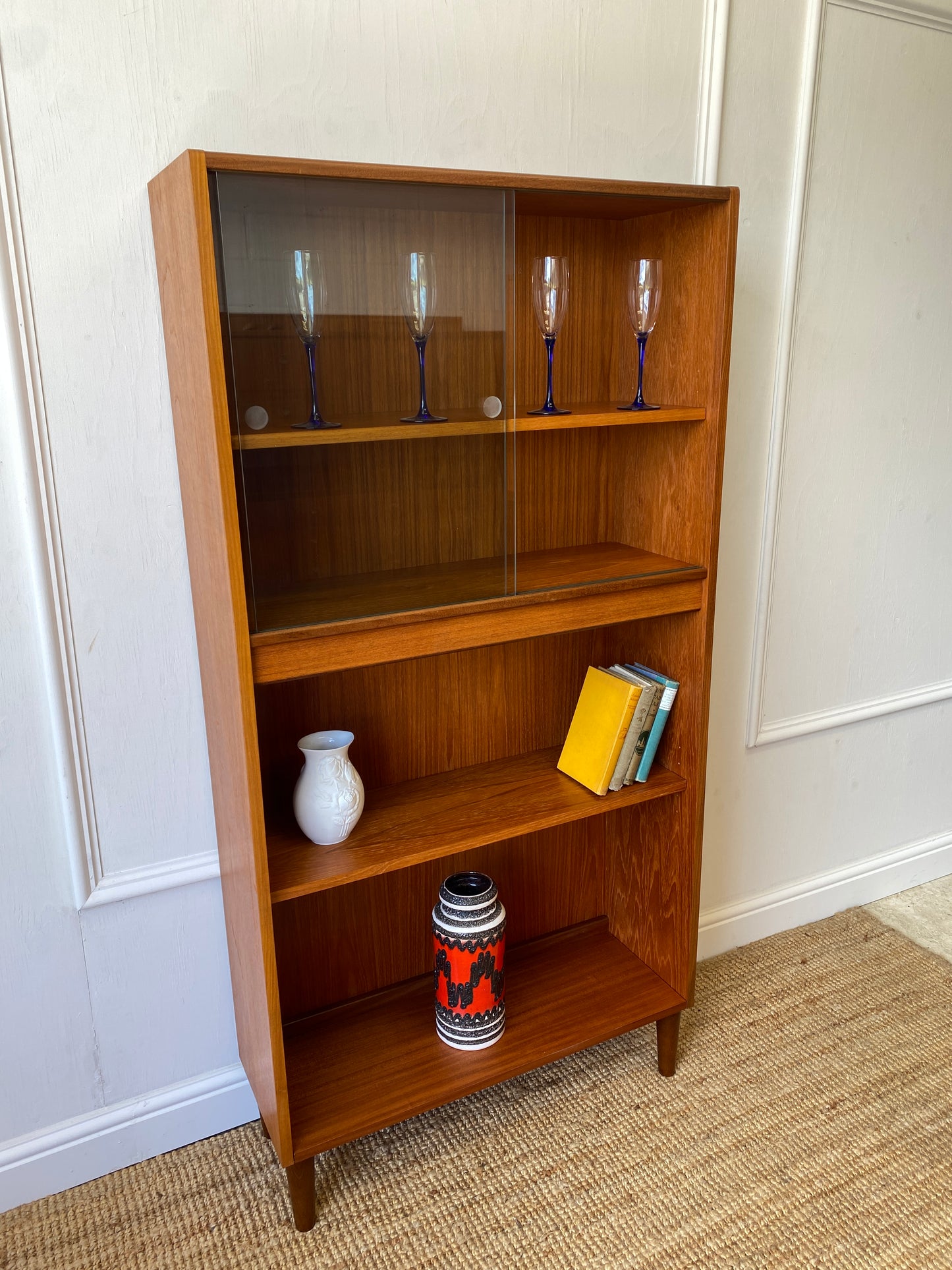 GPlan Bookcase With Glass Sliding Doors