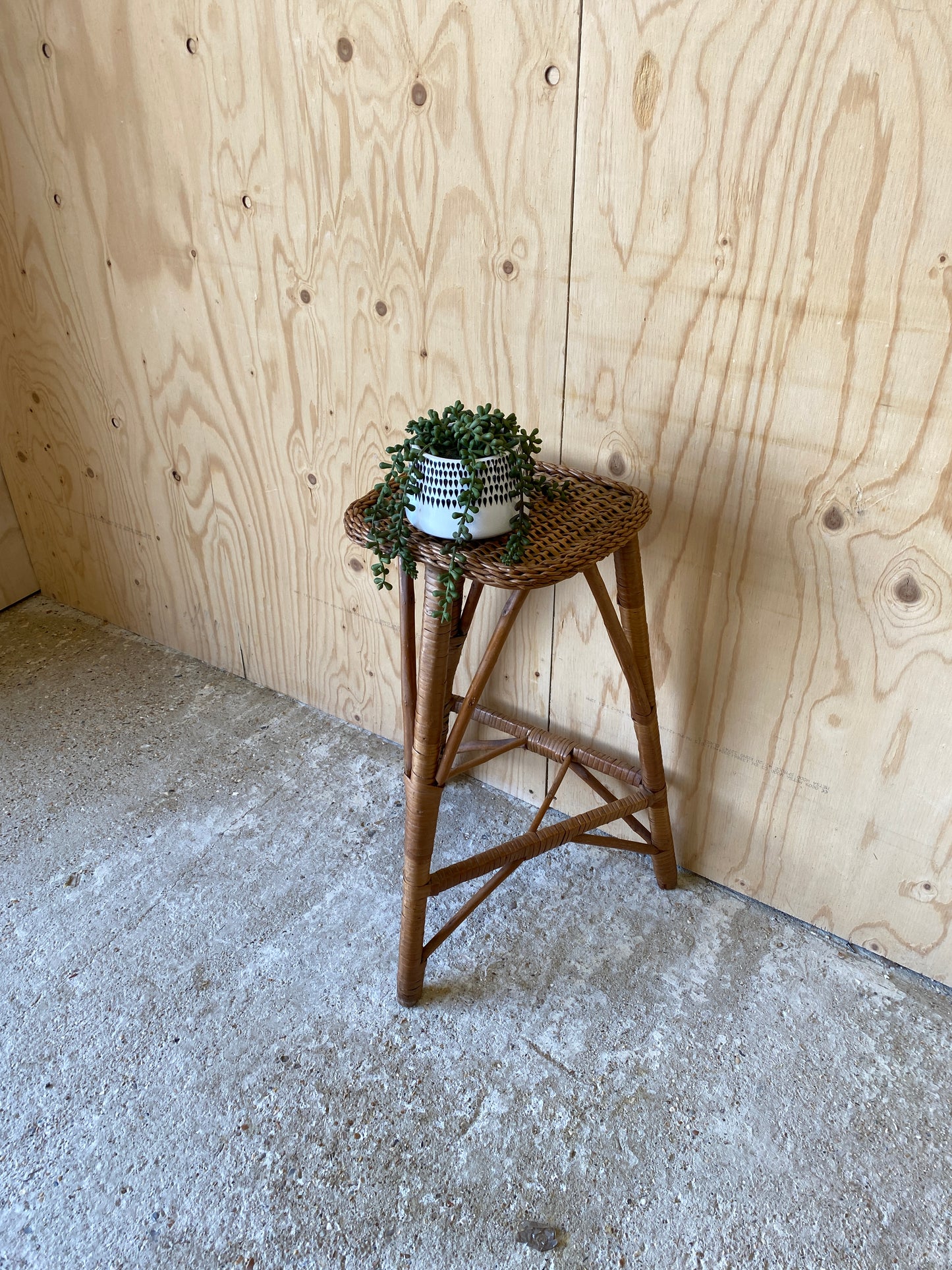 Vintage Cane Stool / Plant Stand