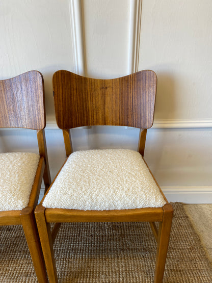 Four Dining Chairs with Bouclé Seats