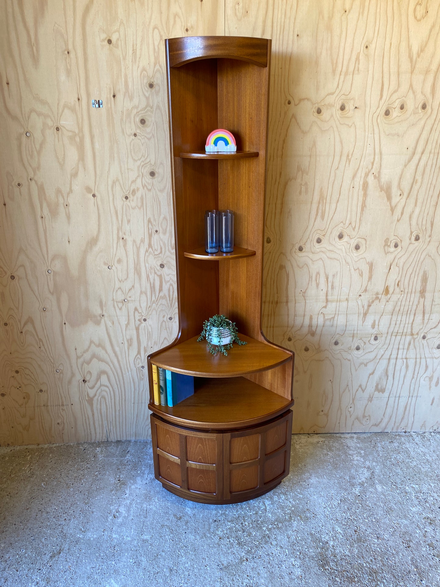 Retro Vintage Mid Century Corner Cabinet by Nathan Furniture