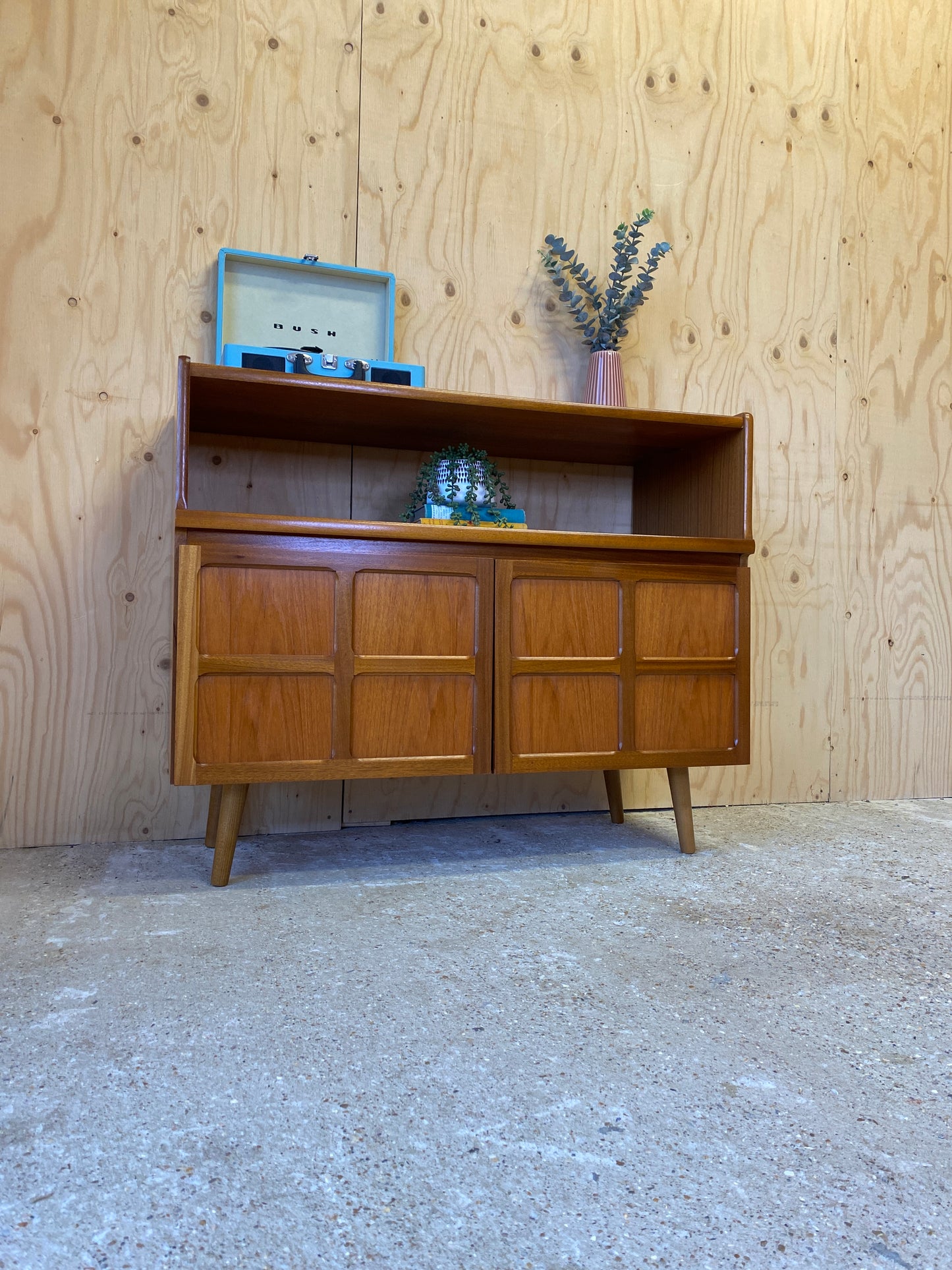 Mid Century Retro Vintage Sideboard by Nathan on Wooden Tapered Legs