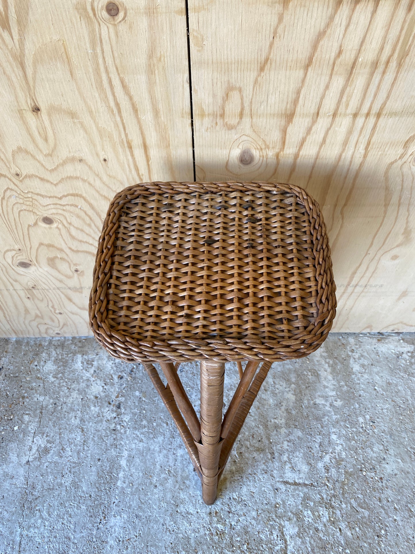 Vintage Cane Stool / Plant Stand