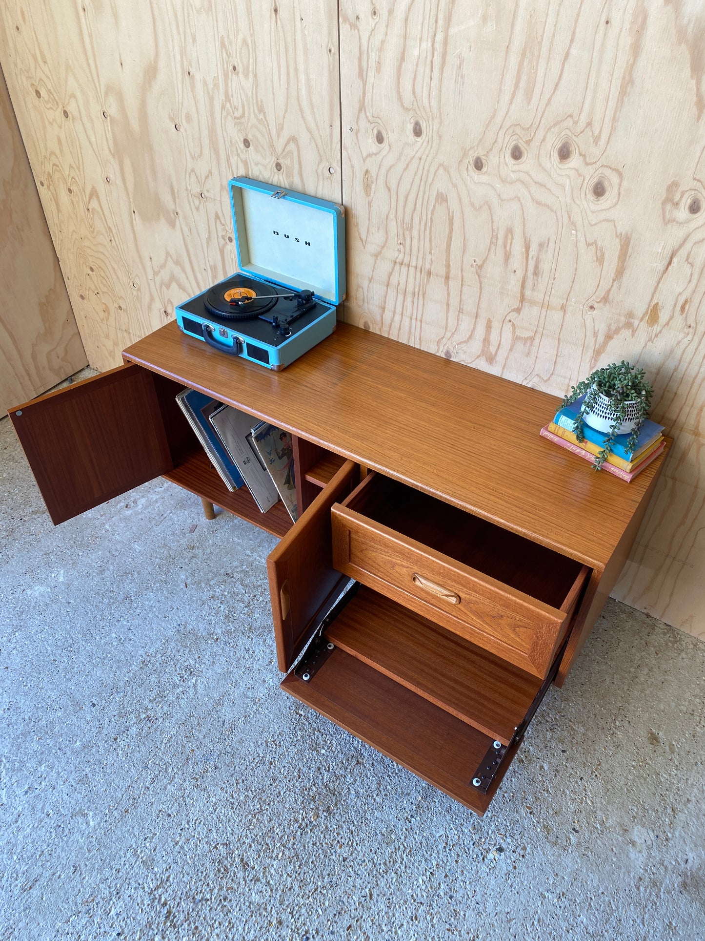 Vintage Retro Mid Century Media Sideboard by British makers GPlan on Wooden Legs