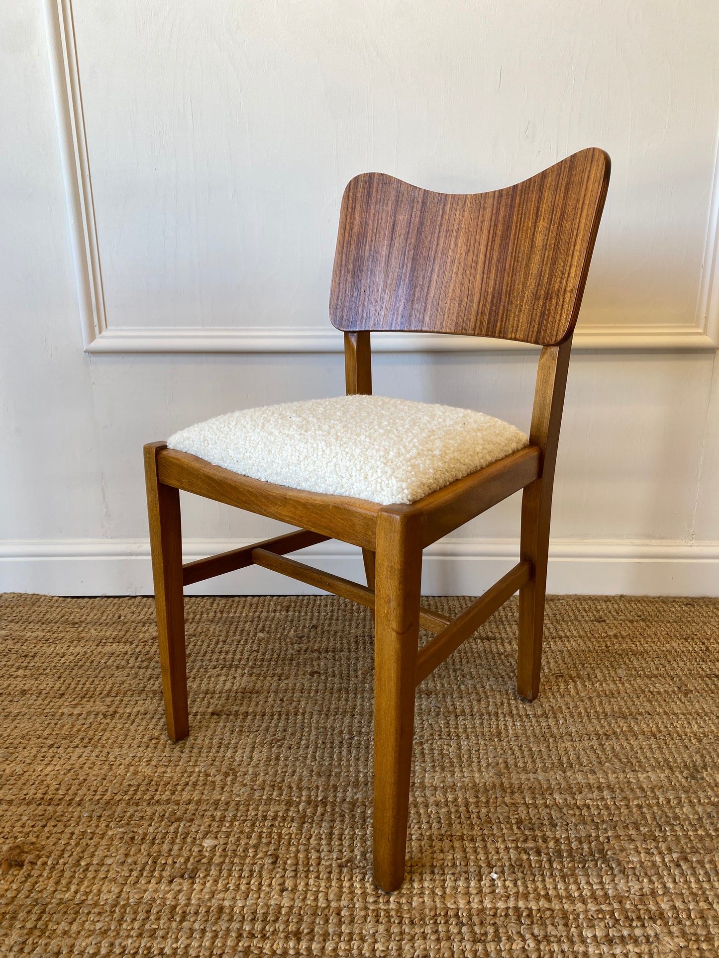 Four Dining Chairs with Bouclé Seats