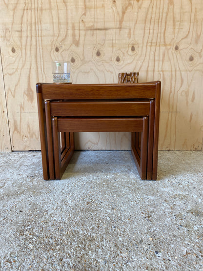 Vintage Nest of Tables with Smoked Glass by Sunelm