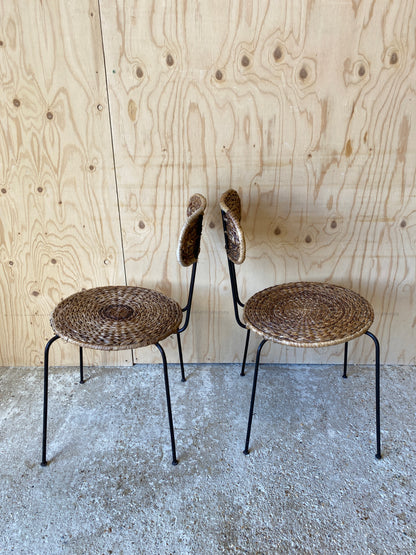 Vintage Pair of Wicker Wire Chairs