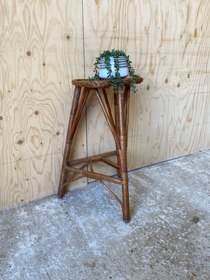 Vintage Cane Stool / Plant Stand