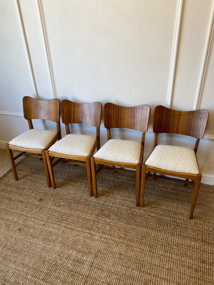 Four Dining Chairs with Bouclé Seats