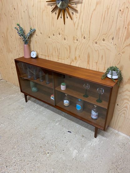 Mid Century Retro Vintage Cabinet with Glass Sliding Doors