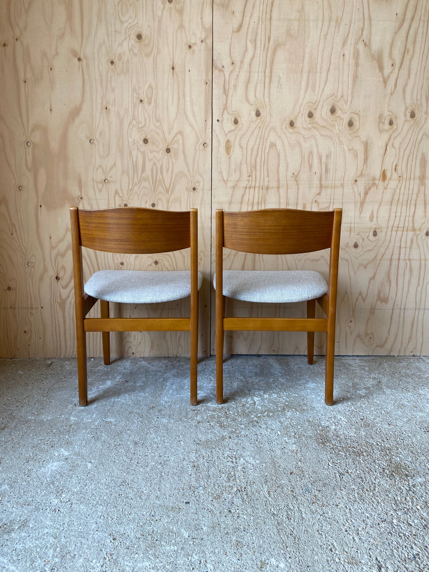 Retro Mid Century Dining Chairs x 2 - Re Upholstered