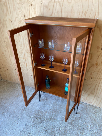 Vintage GPlan Chevron Drinks Cabinet on Hairpin Legs