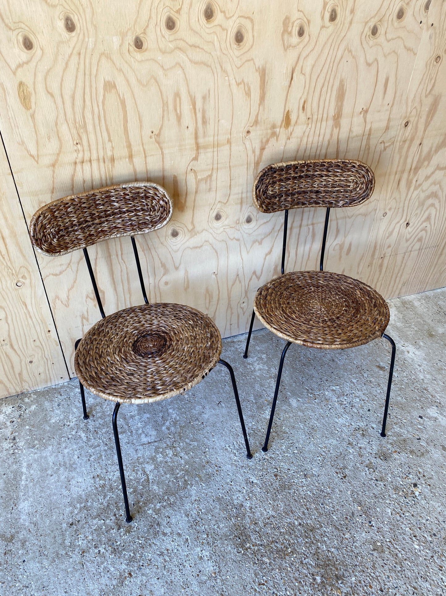 Vintage Pair of Wicker Wire Chairs