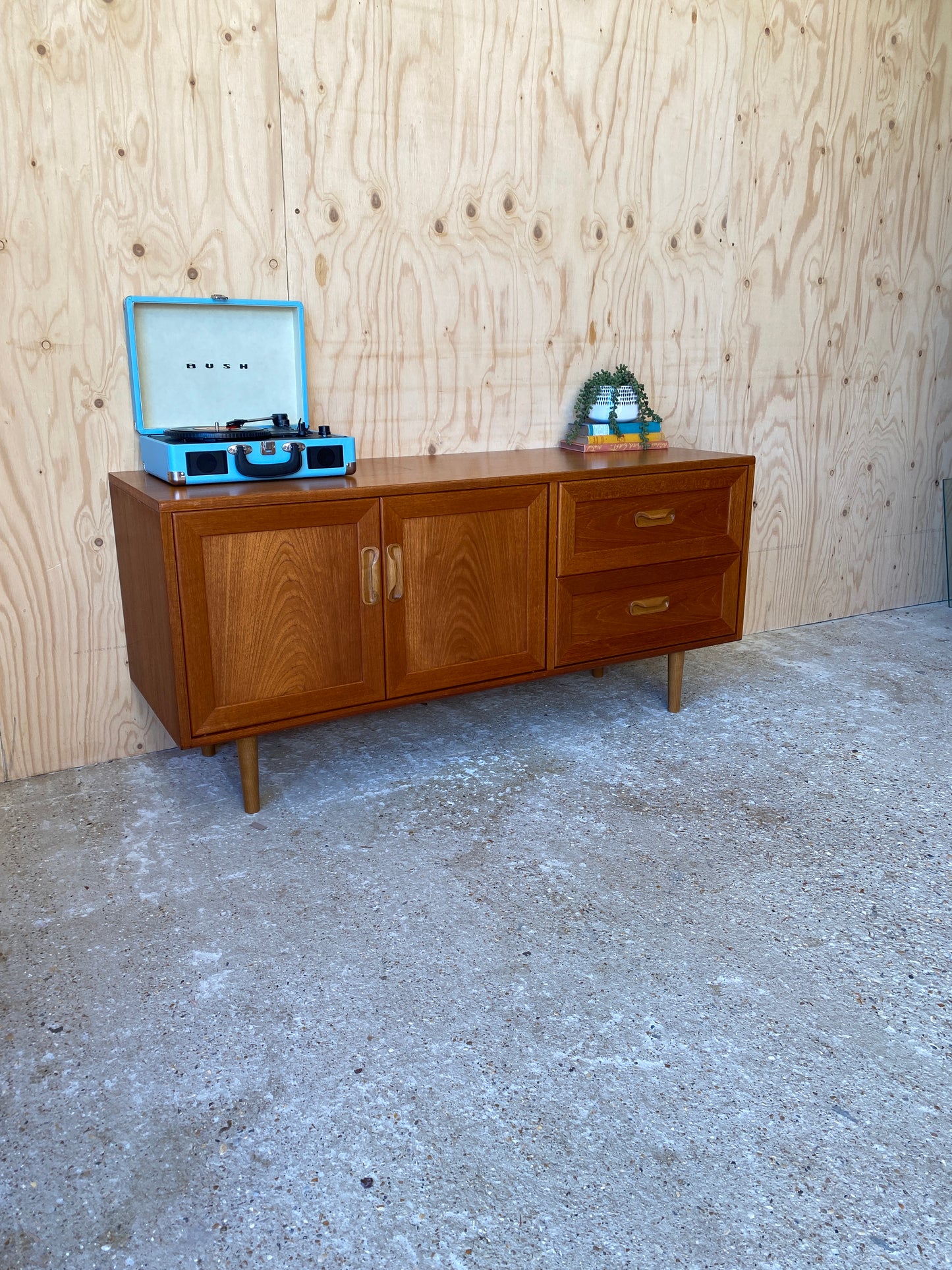 Vintage Retro Mid Century Media Sideboard by British makers GPlan on Wooden Legs