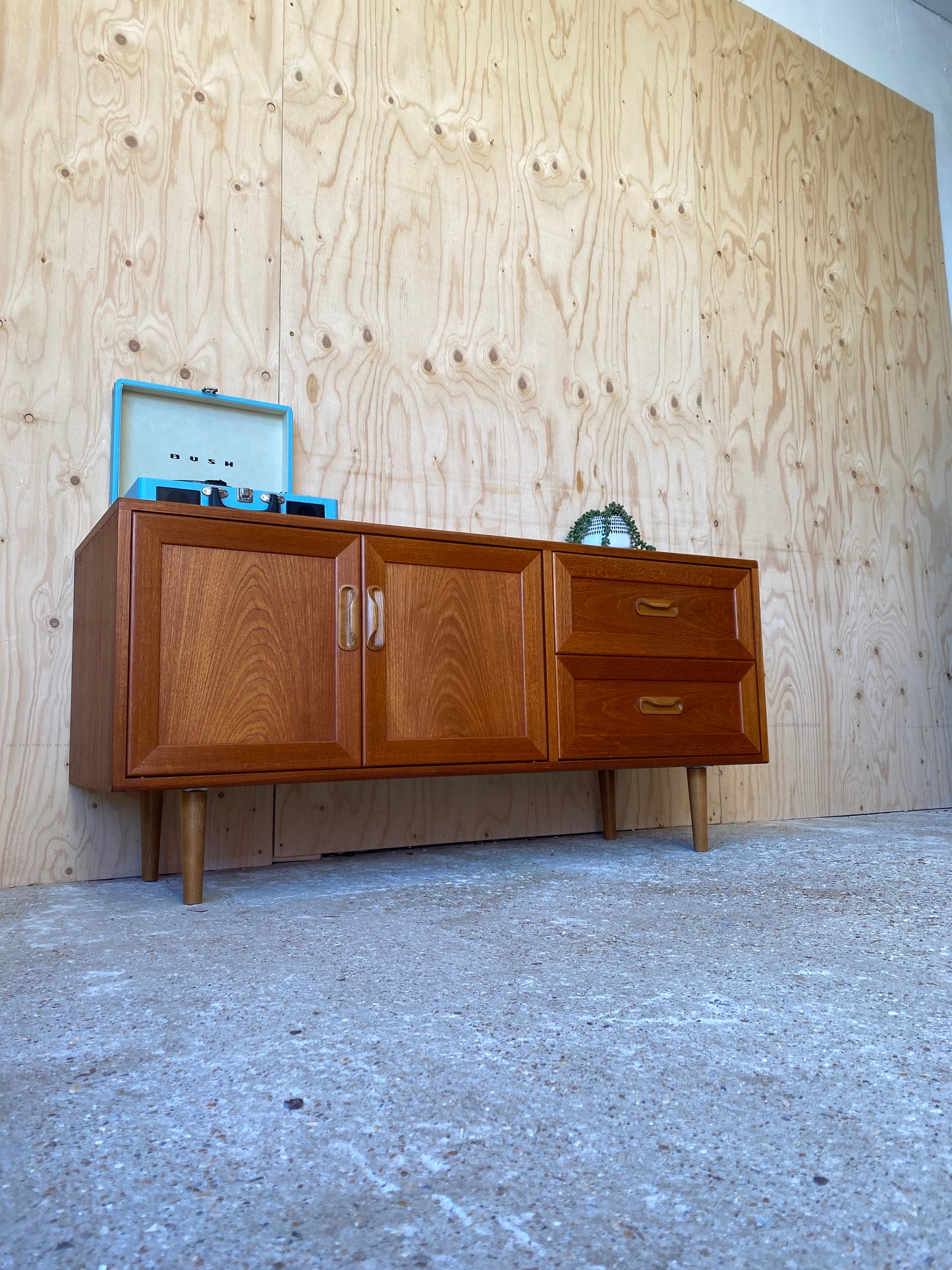 Vintage Retro Mid Century Media Sideboard by British makers GPlan on Wooden Legs