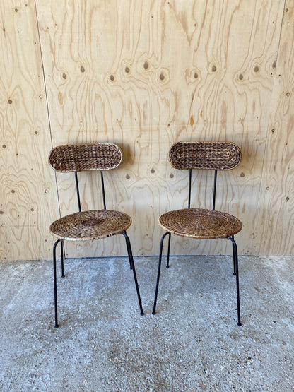 Vintage Pair of Wicker Wire Chairs