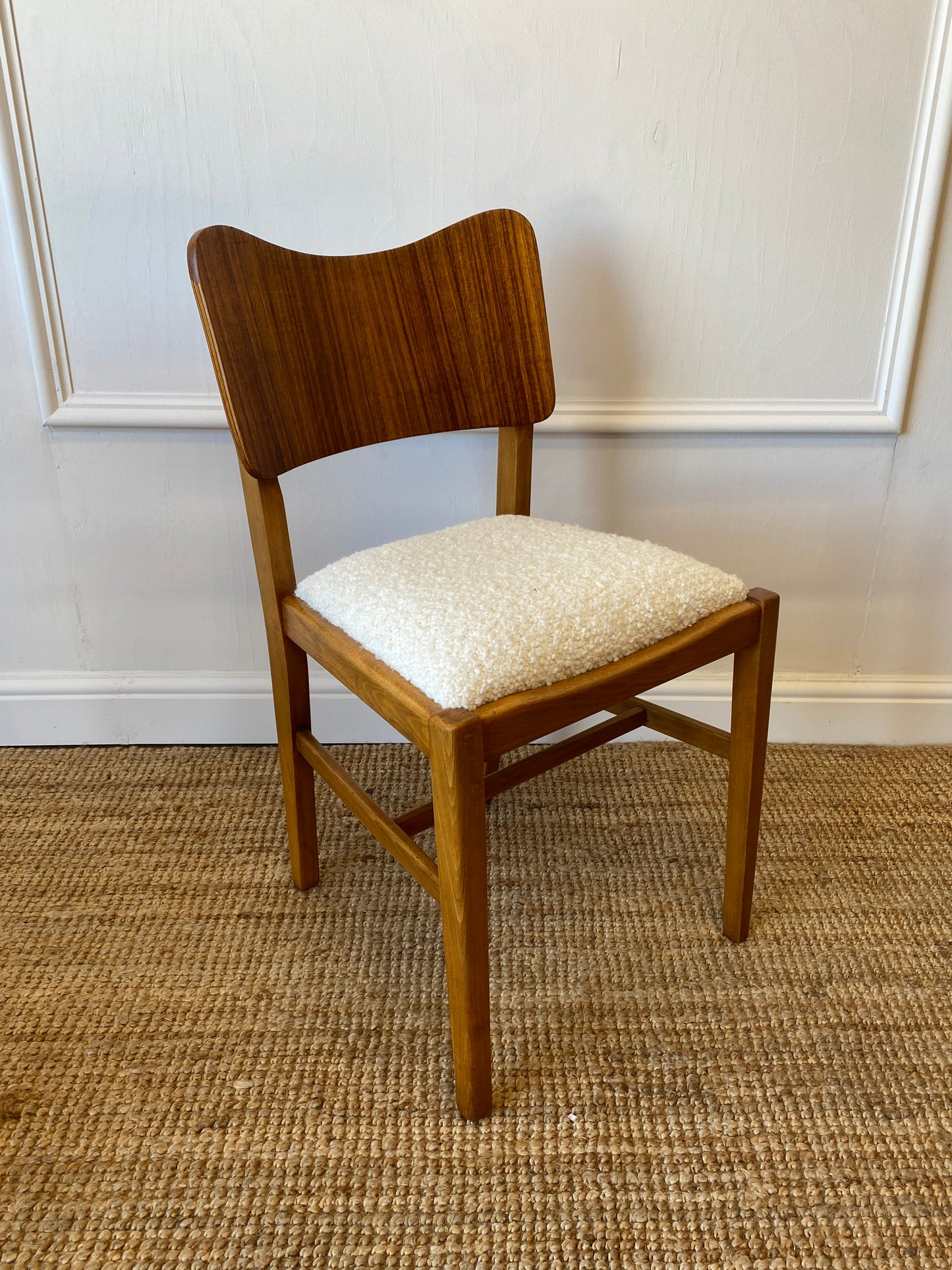Four Dining Chairs with Bouclé Seats