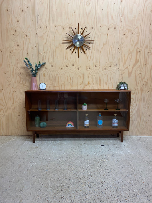 Mid Century Retro Vintage Cabinet with Glass Sliding Doors