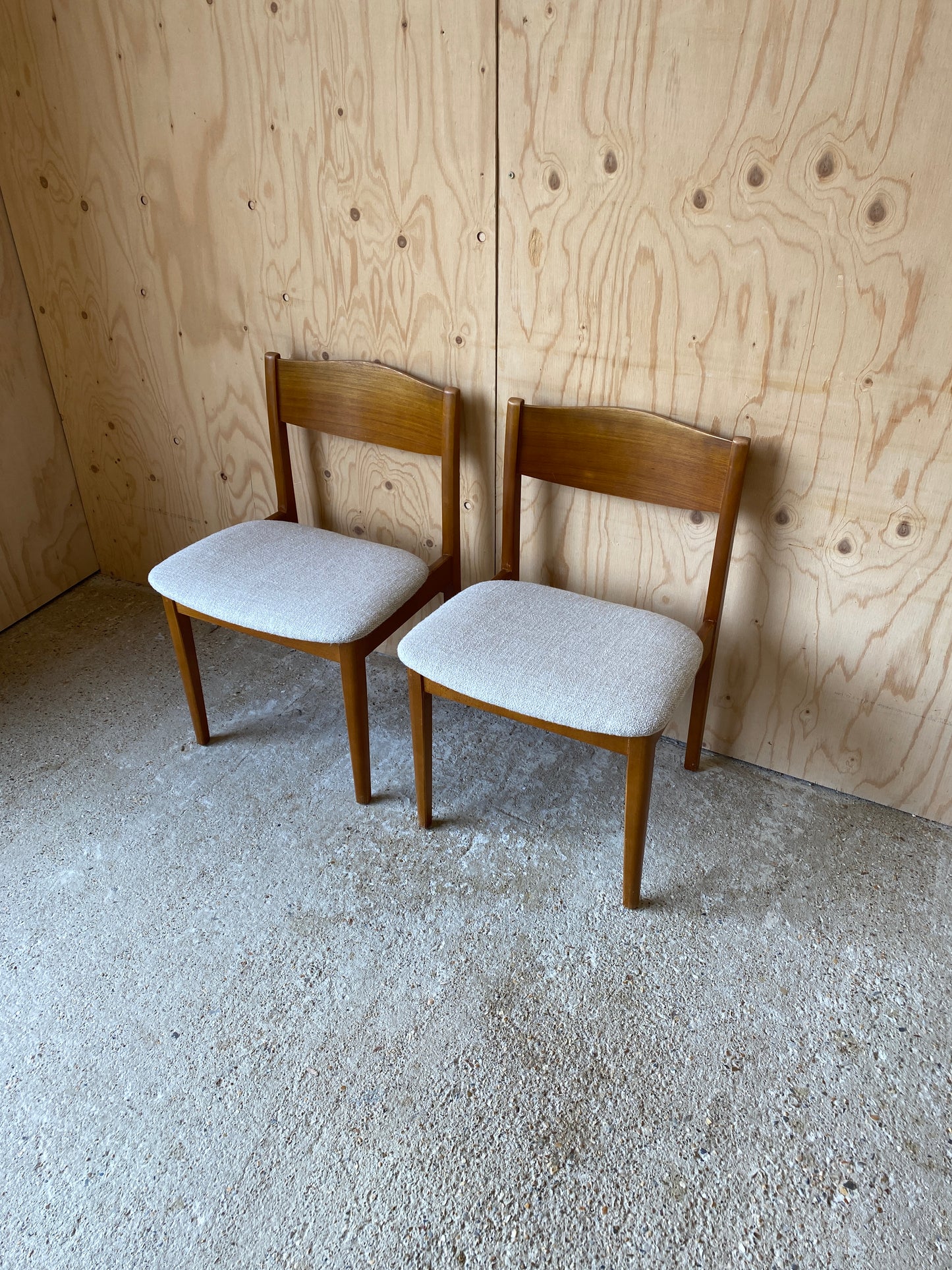 Retro Mid Century Dining Chairs x 2 - Re Upholstered