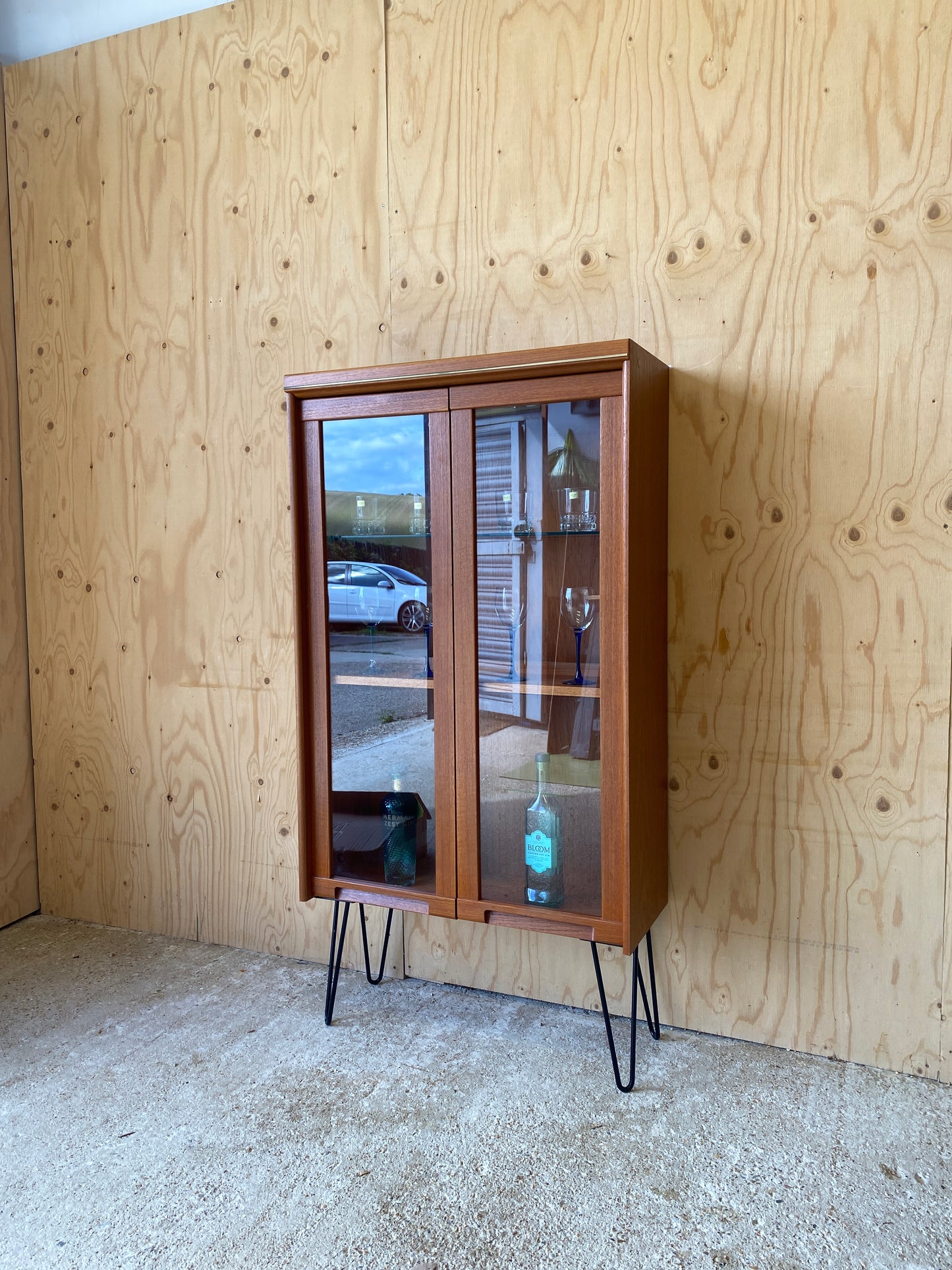 Vintage GPlan Chevron Drinks Cabinet on Hairpin Legs