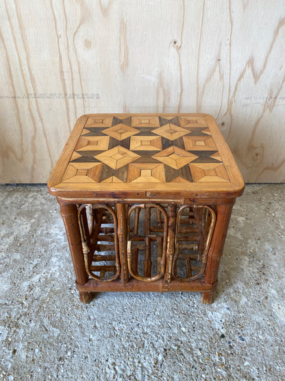 Vintage Nest of Parquetry Bamboo Tables