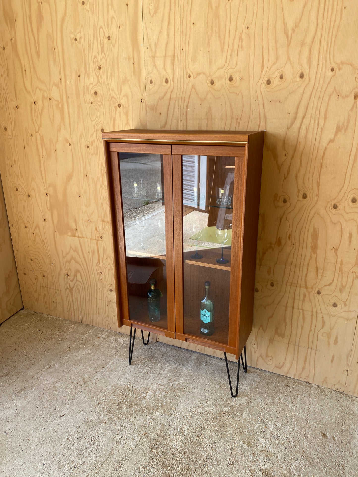 Vintage GPlan Chevron Drinks Cabinet on Hairpin Legs