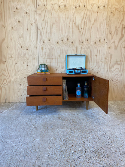 Vintage Retro Mid Century Sideboard by Danish Makers Domino Mobler on Wooden Tapered Legs