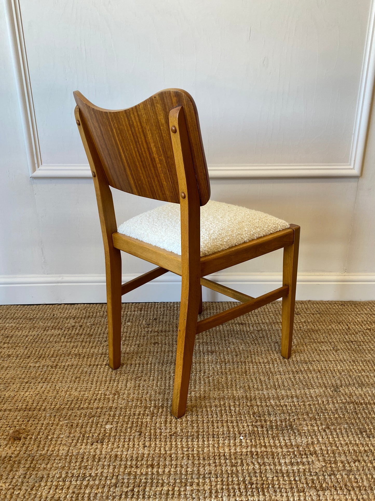 Four Dining Chairs with Bouclé Seats