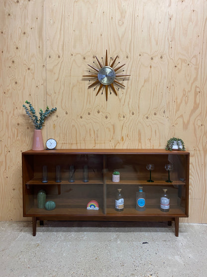 Mid Century Retro Vintage Cabinet with Glass Sliding Doors