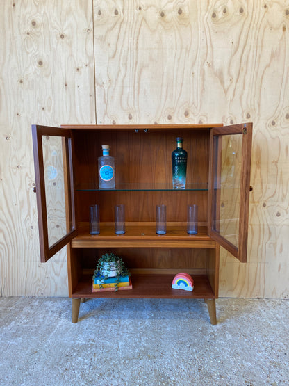 Retro Mid Century Vintage GPlan Fresco Drinks Cabinet Bookcase on Wooden Tapered Legs