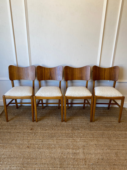 Four Dining Chairs with Bouclé Seats