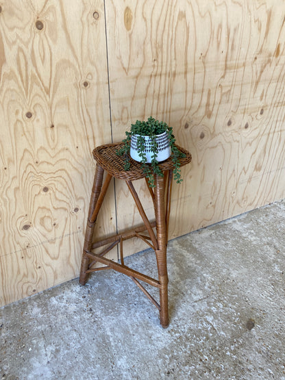 Vintage Cane Stool / Plant Stand