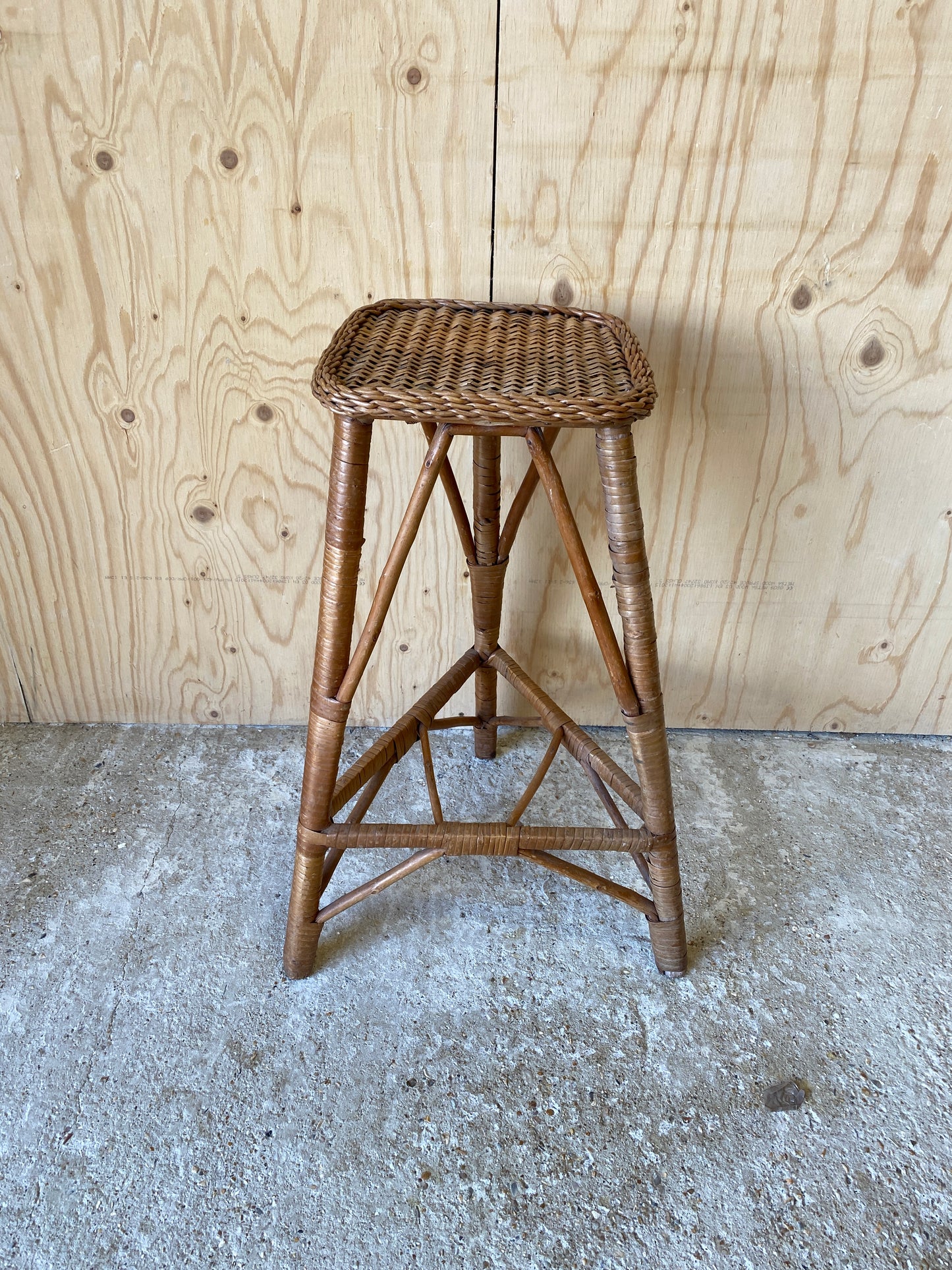 Vintage Cane Stool / Plant Stand