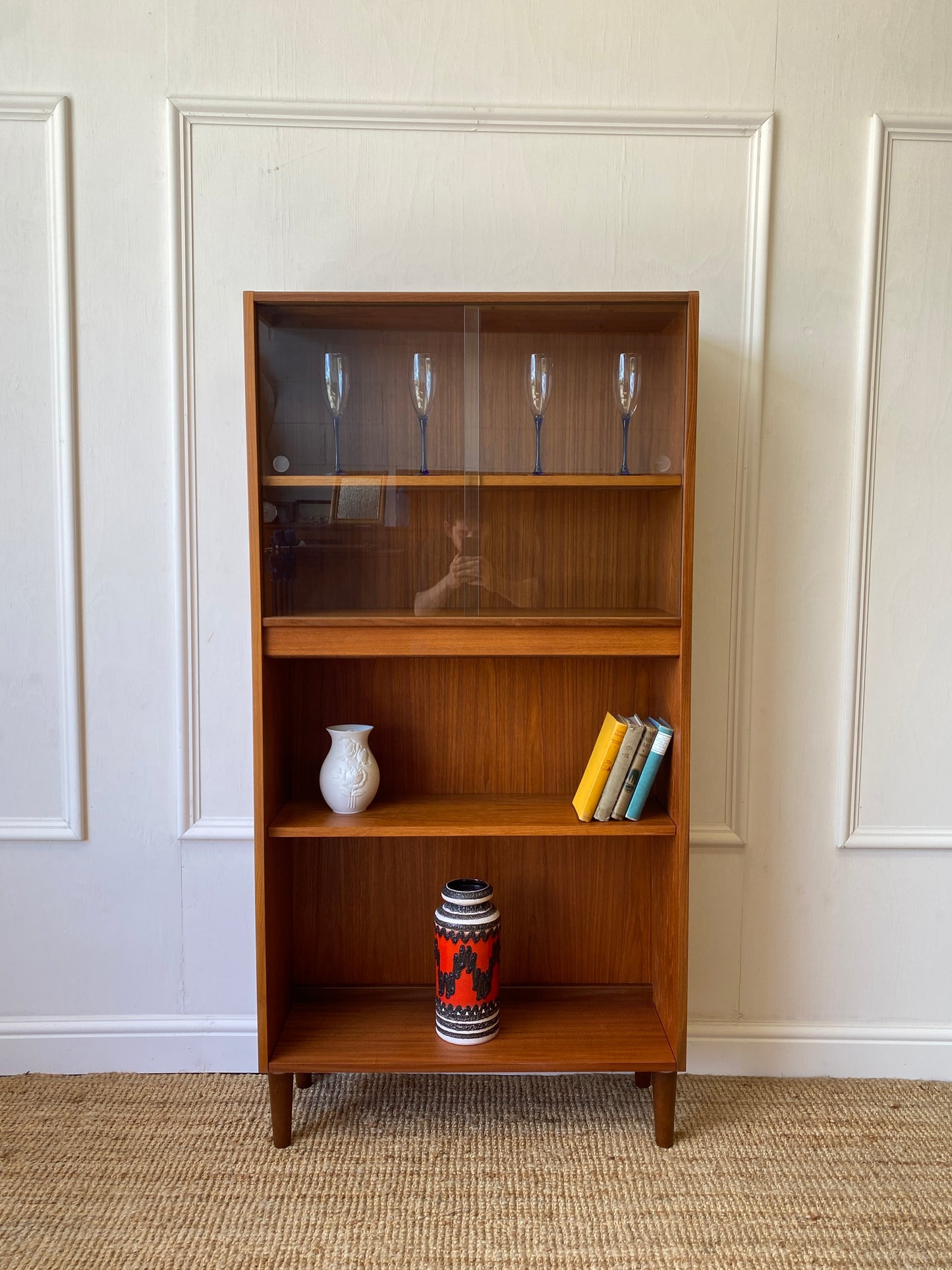 GPlan Bookcase With Glass Sliding Doors