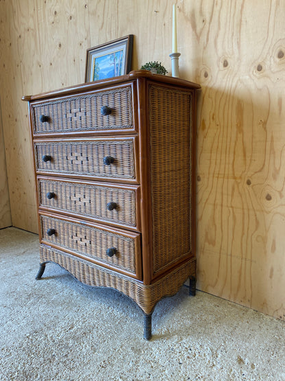 Bamboo & Wicker Chest of Drawers
