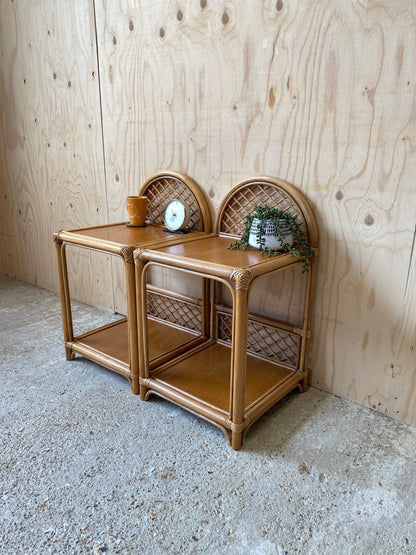 Retro Vintage Bamboo Bedside Tables