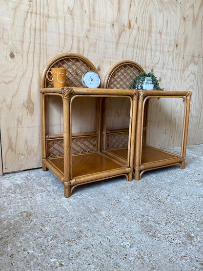 Retro Vintage Bamboo Bedside Tables