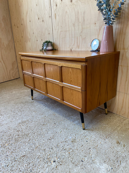 Mid Century Retro Vintage Nathan Sideboard on Black & Gold Tapered Legs