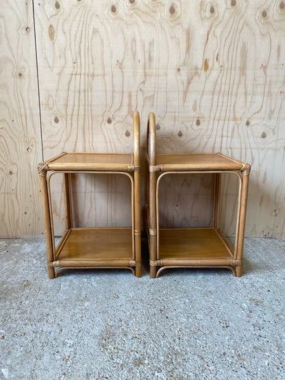 Retro Vintage Bamboo Bedside Tables