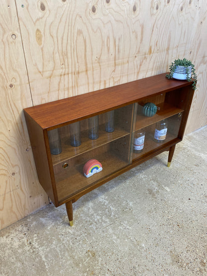 Mid Century Retro Vintage Glass Sliding Doors Drinks Cabinet