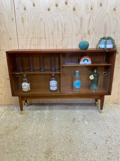 Mid Century Retro Vintage Glass Sliding Doors Drinks Cabinet