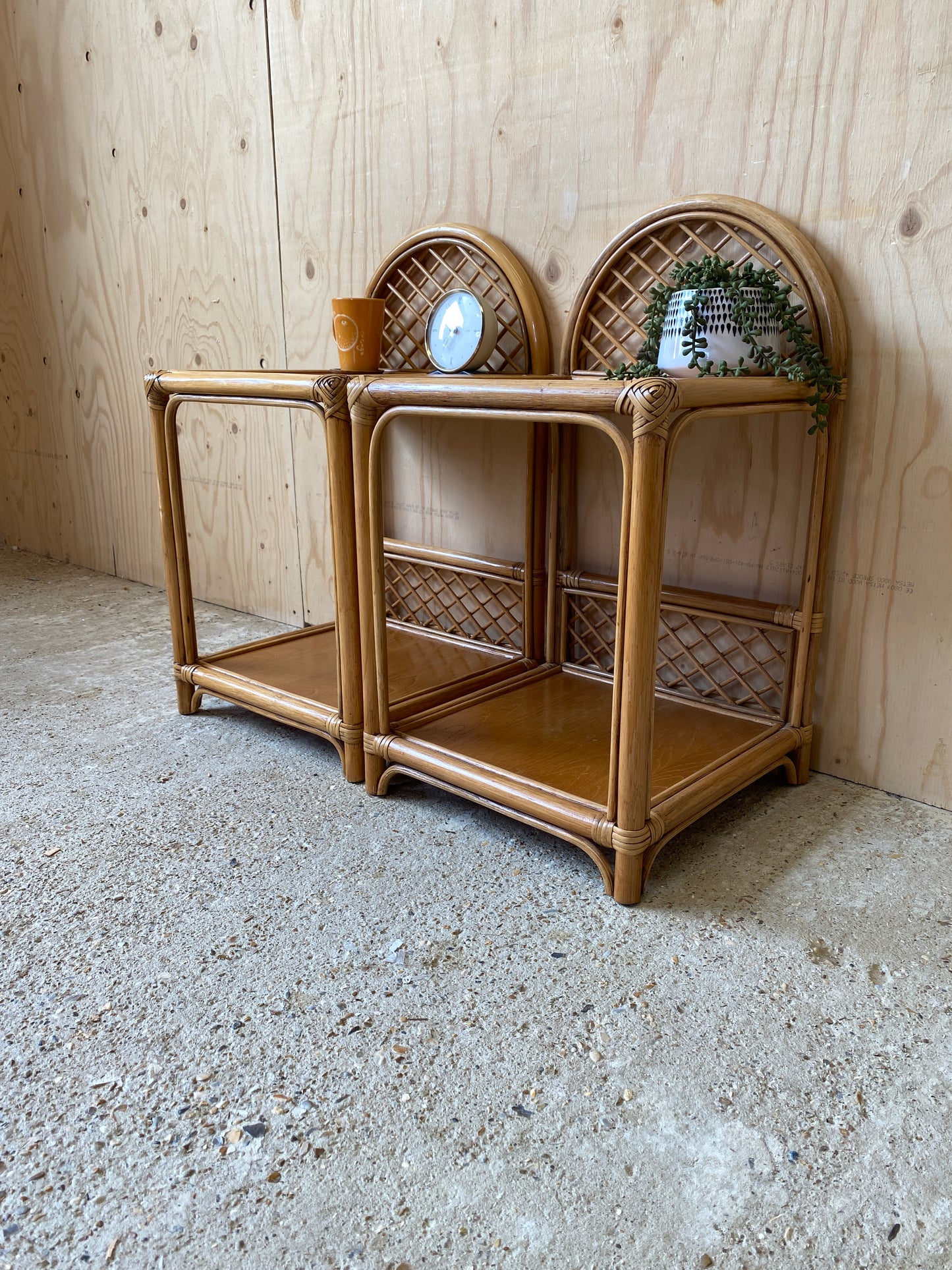 Retro Vintage Bamboo Bedside Tables