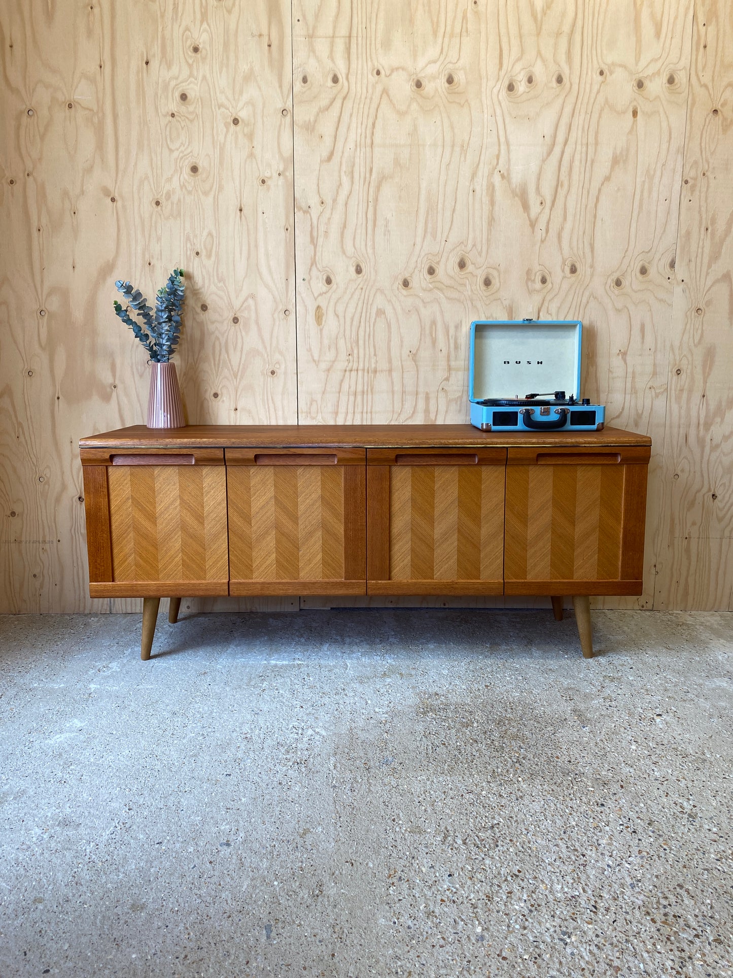 GPlan Chevron Sideboard on Wooden Tapered Legs