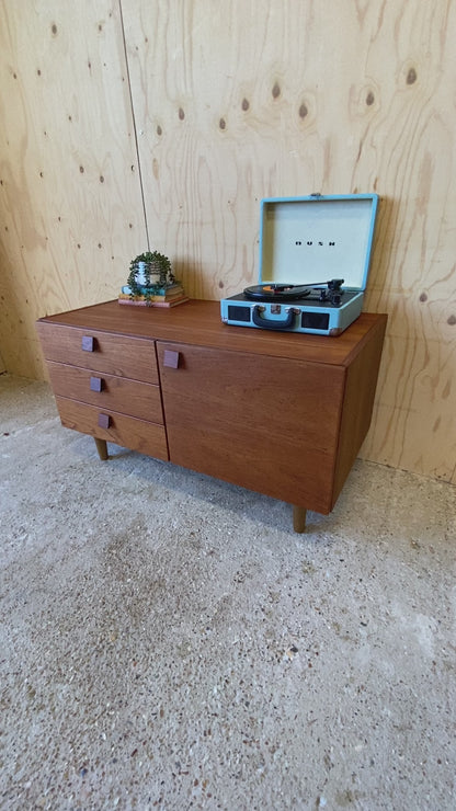 Vintage Retro Mid Century Sideboard by Danish Makers Domino Mobler on Wooden Tapered Legs